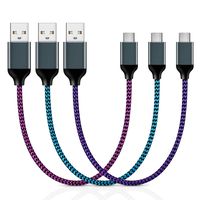 USB Type C Cable (1ft, 3 pack), Aupek Short USB A to USB C Fast Charger Type-C Cord Durable Braided Charging Cable Compatible Samsung Galaxy Note S9 8, Google Pixel, Nintendo Switch, Nexus, LG, Moto