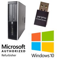 HP Elite Desktop Computer Bundle with WiFi Adapter - Intel Quad Core i5 3.1GHz, 8GB RAM, 1 TB Hard Drive, DVD-RW, Windows 10 Professional, USB WiFi (300Mbps) Adapter (Renewed)