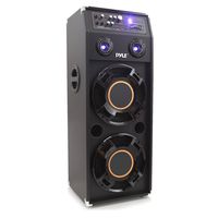 Portable DJ Dance Speaker System - Two-Way PA Stereo 1400 Watts w/ Dual 12'' Subwoofer Built-in LED Flashing Lights RCA Stereo Output Crossover Network & MP3/USB/Micro SD/FM Radio - Pyle PSUFM1245A