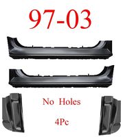 97-03 Ford 4Pc Extended Rocker & Cab Corner Kit, No Holes