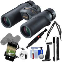 Nikon Monarch 7 10x30 ED ATB Waterproof/Fogproof Binoculars with Case + Harness Strap + Tripod & Smartphone Adapters + Monopod + Kit