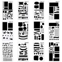 12 Pcs Journal Stencil Plastic Planner Set for Notebook/Diary/Scrapbook DIY Drawing Template