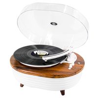 Record Player Turntable, MPK Vinyl Player Bluetooth, Portable Wireless LED Built-in Colorful Stereo Speaker, Vinyl Turntable LP 2-Speed Belt Driven (Light Wood Color)