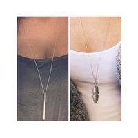choice of all Long Pendant Necklace Bar Feather Necklace for Women Bar Pendant Necklace Jewelry (U:2pcs)