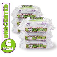 Boogie Wipes, Sensitive Unscented Wet Nose Wipes for Kids and Baby, Allergy Relief, Soft Natural Saline Hand and Face Saline Tissue with Aloe, Chamomile and Vitamin E, 30 Count (Pack of 6)