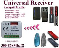 Universal receiver Compatible with Sommer 4796V000, 4796V001, 4796V002, 4754V001, 4754V000, 4757V001 868,8Mhz receivers. 2-channel Rolling & Fixed code 300Mhz-868,3Mhz 12 - 24 VAC/DC receiver.