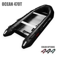 Seamax Ocean470T 15.5 Feet Commercial Grade Inflatable Boat, Max 12 Passengers and 40HP Rated (Black, 20" Long Shaft)