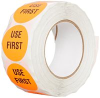 TapeCase INVLBL-037 "Use First" Inventory Control Label in Red [Pack of 1000] - 2 in. Circular Label for Marking, Color Coding, Notating Inventory Items