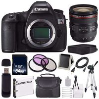 Canon EOS 5DS R DSLR Camera (International Model) 0582C002 + Canon EF 24-70mm f/4L is USM Lens + LP-E6 Battery + 64GB Memory Card Bundle