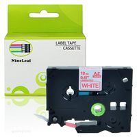 NineLeaf 1 Pack Red on White Label Tape Compatible for Brother TZ TZe TZ 232 TZe 232 1/2 inch for P-Touch GL-100 PT-1000 PT-1010 PT-1100 PT-1170 PT-11Q PT-1280 PT-18R PT-2030 PT-D210BK Printer