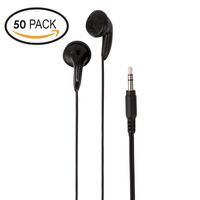 Egghead EGG-IAG-1012-SO-50 Economy Earbud Headphones with Foam Ear Cushions, Black (Pack of 50)