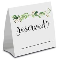 24 Reserved Table Signs - Greenery Reserved Tent Cards with Large Text and Name Space, VIP Seating Place Cards, for Weddings, Birthdays, Formal Party Supplies, Business, Church, Folded 5 x 5.5"