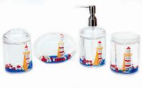 Locco Decor 4 Piece Acrylic Liquid 3D Floating Motion Bathroom Vanity Accessory Set Lighthouse 