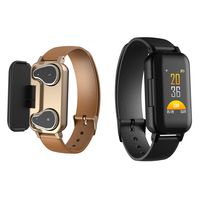 Bluetooth Headphone Fitness Bracelet 2 in 1, Smart Bracelet with Earphone,Wireless Sport Earphone Waterproof,Talk Band,Fitness Tracker with Heart Rate Blood Pressure Blood Oxygen for Men,Women (Gold)