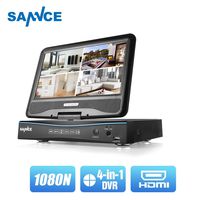 SANNCE 4-Channel 4-in-1 1080N HD-TVI Security System DVR Recorder with 10inch Monitor and Motion Detect, Support AHD/TVI/CVBS/IP Camera, No Hard Drive Included