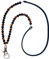 Beaded Fashion Women's Universal Lanyard 34", Strong, Light Weight Silicone Strap, Can Hold Cell Phones, Multiple Keys and ID, Medical Device (Tigers Eye)