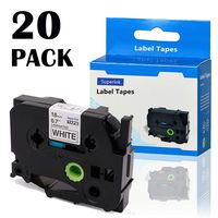 SuperInk 20 Pack Compatible for Brother P-Touch TZe Label Tape TZe-241 TZ-241 TZe241 TZ241 Laminated Black on White TZ Tape for P-Touch Printer PT-1300 PT-E500 PT-2030 (3/4"x 26.2'',18mm x8m)