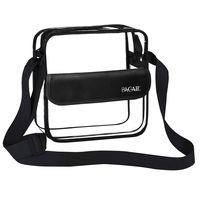 BAGAIL Clear Purse NFL &PGA Approved Cross-Body Shoulder Messenger Bag with Adjustable Strap (Black, 10x10x3.5inch)