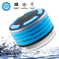 Mix Hero F013 Bluetooth Wireless Waterpoof Bathroom Speaker with FM Radios, LED Mood Light, Suction Cup, Portable Speaker for Shower Kids Home Outdoor Beach Pool Hot Tub (Blue)