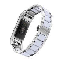 TOYOUTHS Metal Bands Compatible with Fitbit Charge 2 Bands for Men Replacement Resin Accessories Strap Wristbands Bracelet Rose Gold Silver for Women, Silver