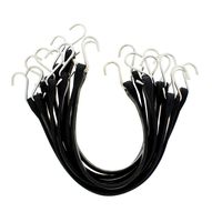 ABN EPDM Rubber Straps - 21in Black Rubber Tie Down Straps with Hooks (36in Max Stretch) Rubber Bungee Cords, 10 Pack
