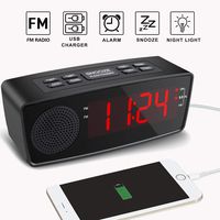 Clock Radios, Digital FM Alarm Radio Clock USB Charging Port,LED Display, Dimmer, Sleep Timer, Snooze Battery Backup Bedrooms,Tables (Red)
