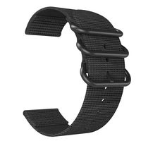 Emibele 20mm Universal Watch Band, Fine Woven Nylon with Stainless Steel Buckle Adjustable Replacement Band for 20mm Sport Strap, Black