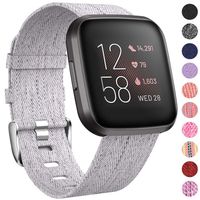 NANW Bands Compatible with Fitbit Versa/Versa 2, Versa Lite Edition Bands Small Large, Woven Fabric Accessories Strap Wristband Replacement Women Men Compatible with Fitbit Versa 2 Smartwatch
