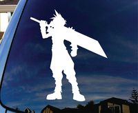 Final Fantasy VII Cloud - Vinyl 7" tall (Color: WHITE) decal laptop tablet skateboard car windows stickers