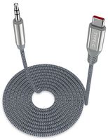 USB C to 3.5mm Audio Aux Cable, Jelanry Type C Male to 3.5mm Male DAC Hi-Res Chip Digital Audio Adapter Nylon Braided 6.6ft Headphone Home Audio Car Stereo Cord Compatible with All USB C Device Grey