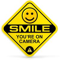 Bigtime Signs Smile You're On Camera Security System Sign for Video Surveillance - 12 inch Diamond with Predrilled Hole - Rigid, Strong PVC Material for Home or Business