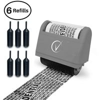 Vantamo Identity Theft Protection Roller Stamp Wide Kit, Complete Set Including 6-Pack Refills - Design for Confidential ID Blackout Security, Anti Theft and Privacy - Classy Gray
