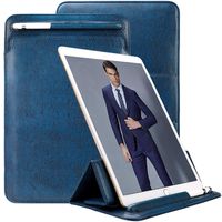 iPad Pro 12.9 Case Sleeve Apple Pencil Holder TOOVREN Tri-fold Stand Soft Leather PU Protective iPad Pro Pouch Cover Smart Keyboard Compatible for Apple iPad Pro 12.9 Inch 2017/2015 Blue ...