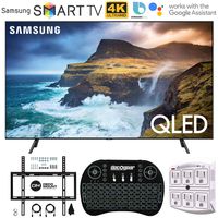 Samsung QN49Q70RA 49" Q70 QLED Smart 4K UHD TV with 1 Year Warranty (2019)(Renewed) Flat Wall Mount Bundle with Deco Gear 2.4GHz Wireless Keyboard Smart Remote and 6-Outlet Surge Protector