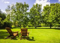 Leowefowa 7X5FT Spring Countyard Backdrop Nature Forest Backdrops for Photography Wood Recliner Green Grassland Rural Scene Vinyl Photo Background Lover Portraits Studio Props