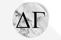 Delta Gamma Sticker Greek Sorority Decal for Car, Laptop, Windows, Officially Licensed Product, Monogram Design 5" x 5" - White Marble