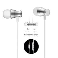 Acode In-Ear Earbuds Earphones Headphones, 3.5mm Metal Housing Magnetic Best Wired Bass Stereo Headset Built-in Mic/Hands-free/Volume Control+Carrying Case+3 Pairs EarBuds (S/M/L) (Silver)