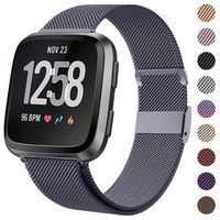 HAPAW Bands Compatible with Fitbit Versa/Versa 2, Women Men Metal Stainless Steel Replacement Sport Bracelet Strap Wristbands Accessories Small Large with Magnet Lock for Versa Smartwatch