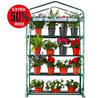 Worth 4 Tier Mini Greenhouse, Extra Wide Portable Plant Tower Indoor or Outdoor Wheatgrass Growing Green House 63'' High x 40'' Long x 19'' Wide