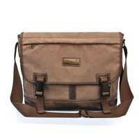 14" Laptop Bag Canvas Leather Messenger Bag for Men Women Laptop Messenger Bag 260 Brown