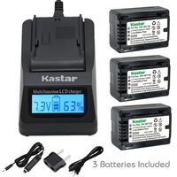 Kastar Fast Charger and Battery (3-Pack) for Panasonic VW-VBT190 and HC-V110 V130 V160 V180 HC-V201 V210 V250 HC-V380 HC-V510 V520 V550 HC-V710 V720 V750 V770 HC-VX870 HC-VX981 HC-W580 W850 HC-WXF991