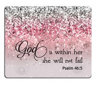 Smooffly Psalm 46:5 God is Within Her,She Will not Fall- Bible Verse Pink Sparkles Glitter Pattern Mouse pad Mousepads