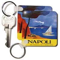 3dRose Image of naples italy vintage art - Key Chains, 2.25 x 4.5 inches, set of 2 (kc_174197_1)