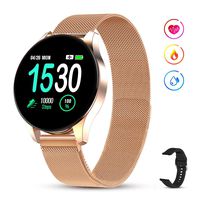 GOKOO Smart Watch for Women Men with All-Day Heart Rate Blood Pressure Sleep Monitor IP67 Waterproof Sport Activity Tracker Notifications Music Camera Control Calorie Running Counter Reminder Gold