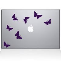 The Decal Guru 1029-MAC-12M-LAV Butterflies Decal Vinyl Sticker, 12" Macbook, Purple