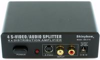 Shinybow 1x4 (1:4) 4-Way S-Video + Stereo Analog R/L Audio Splitter Distribution Amplifier SB-3716 by Shinybow