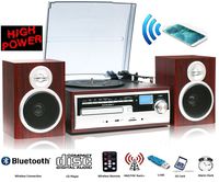 ODC38WD BT, High Power 50W, 3 Speed classic Retro Turntable, Bluetooth W/ NFC technology, Remote contro; CD MP3 Playerwood color