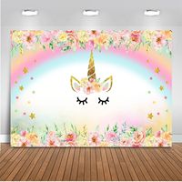 Mehofoto Unicorn Themed Backdrop Rainbow Flower Unicorn Baby Shower Background 7x5ft Vinyl Child Kids Birthday Party Photography Backdrops