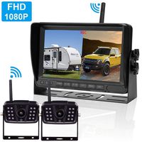 LeeKooLuu 1080P Digital Wireless Backup Camera Kit RV Observation System 7'' DVR Monitor Split/Quard Screen for Trailers,Trucks,Motorhomes,5th Wheel IP69K Waterproof Super Night Vision