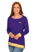 UG Apparel NCAA LSU Tigers Striped Rib Pullover, Purple, Small